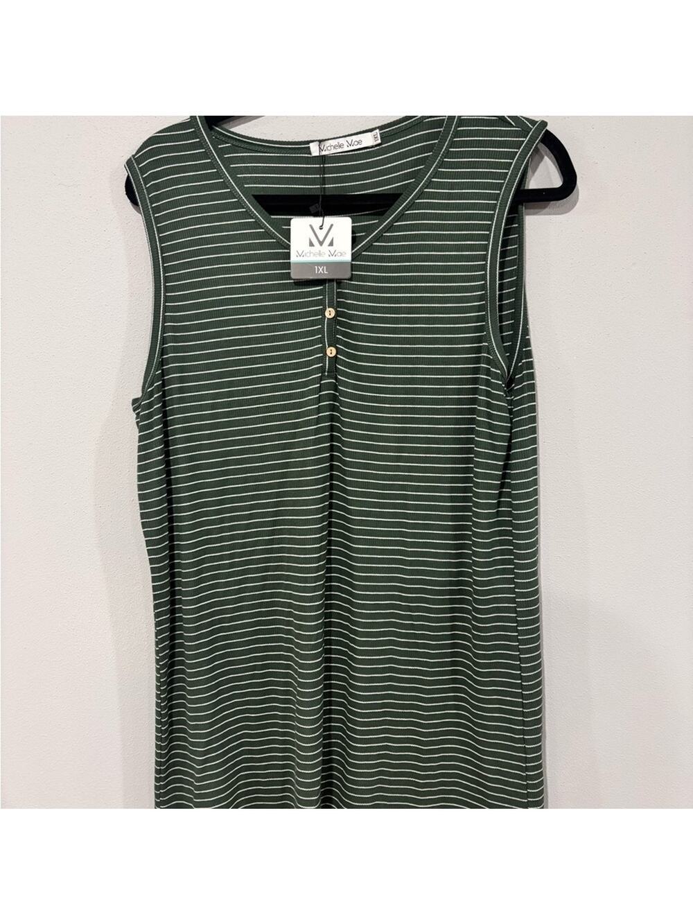 Michelle Mae Green Striped Women's Top - 1X